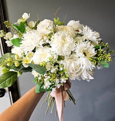 All white faux bridal bouquet or home accent - XL , High quality faux florals