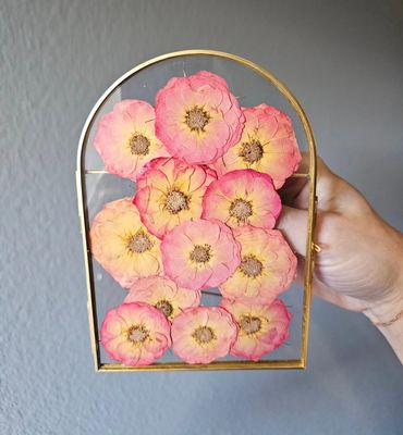 Gold frame with pressed roses