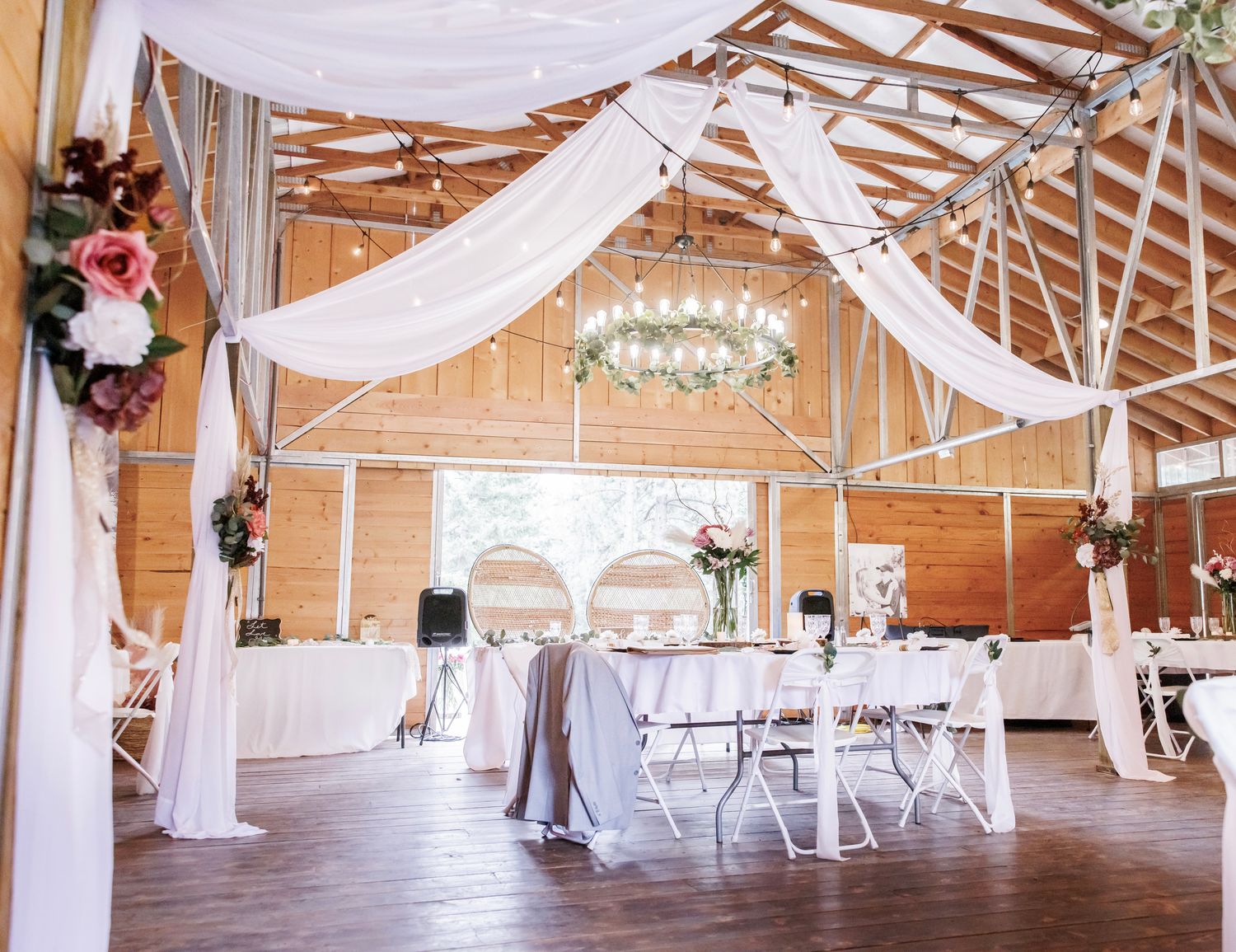 Long white drapery 20’