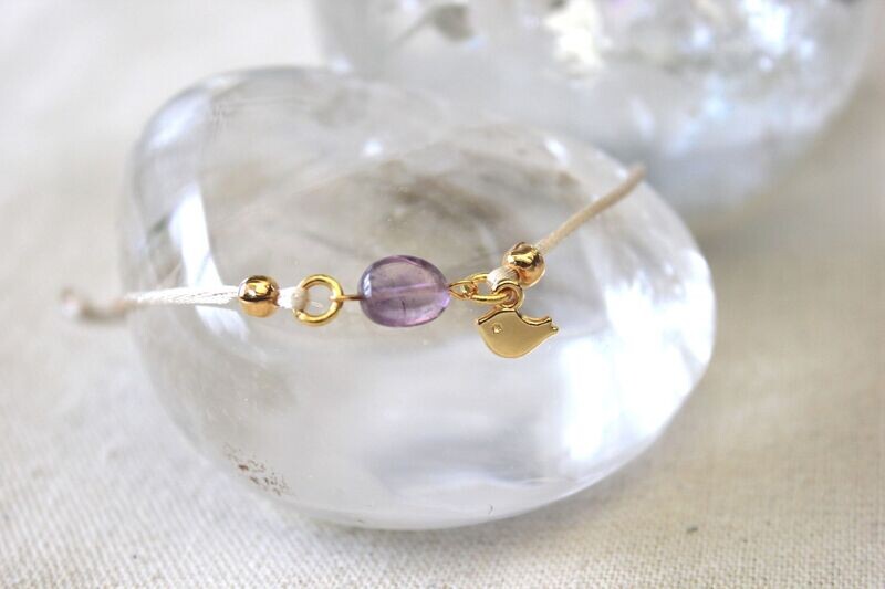 Armband "Satijn" met edelsteen - goud/zilver