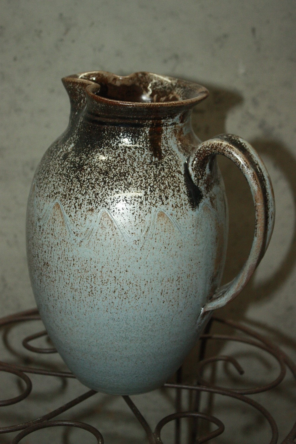 Smoke Blue Pitcher - Repaired