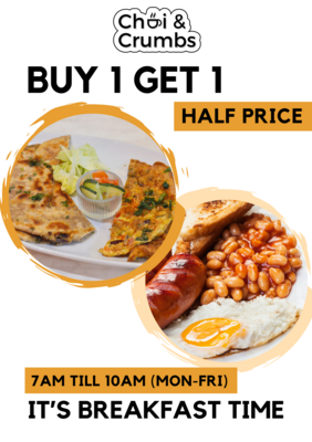 Half Price Breakfast (7am-10am)