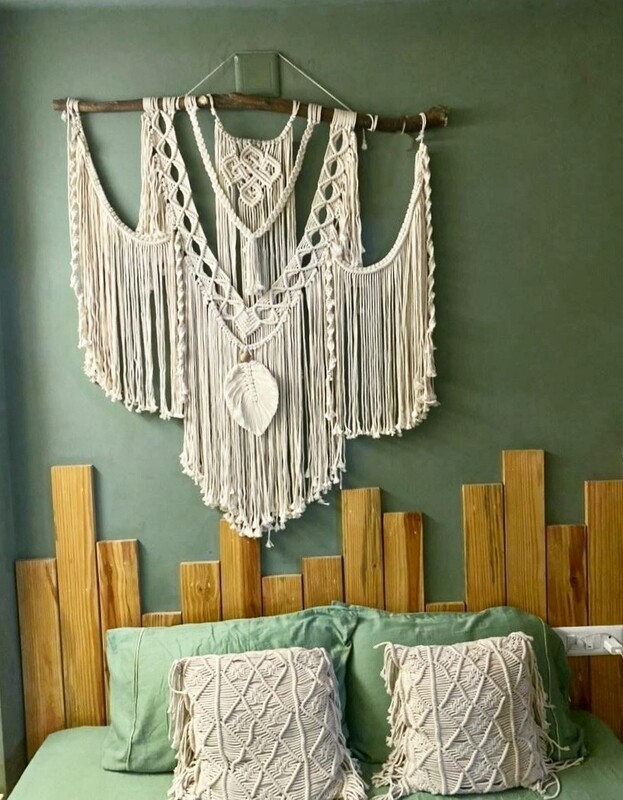 Bhadohi Handwoven Wool Geometric Fringed Wall Hanging