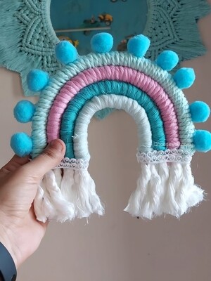 Colorful Pompom Rainbow Wall Hanging