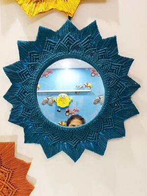 Handmade Macrame Double Hitch Mirror for Boho Decor