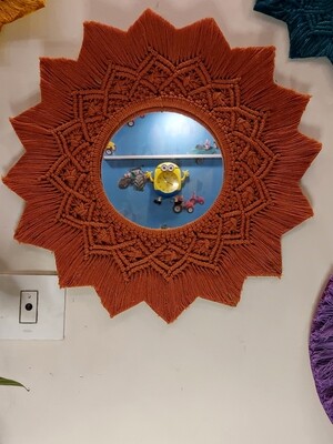 Handmade Macrame Boho Frame Wall Mirror for Home Decor