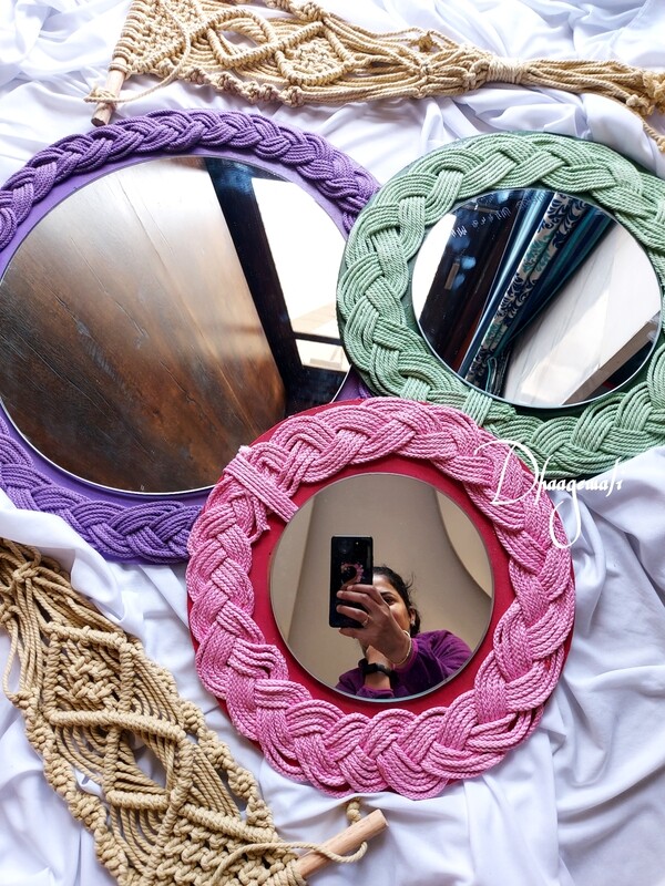 Handmade macrame braided mirror – stylish home décor