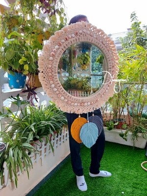 Handmade Macrame Shell Mirror for Elegant Home Decor