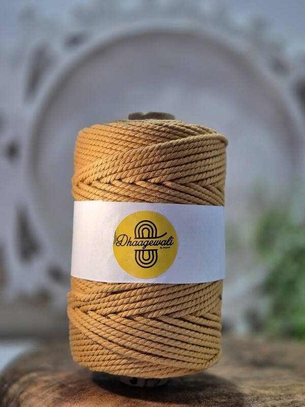Strong & Durable 3mm Camel Yellow Twisted Macrame Cord for Crafts