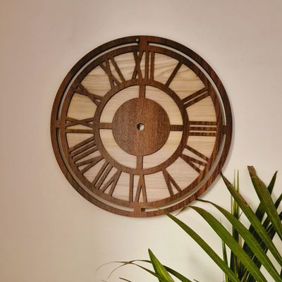 Premium Roman Wooden Wall Clock Cutout for DIY Crafts