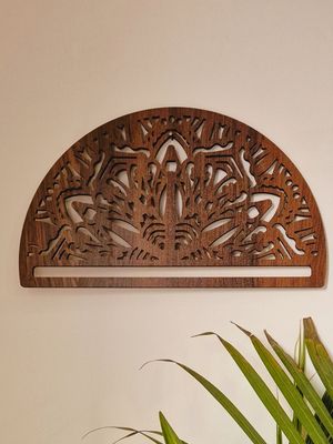 Half Mandala Wood Cutout – Intricate Semicircle Design