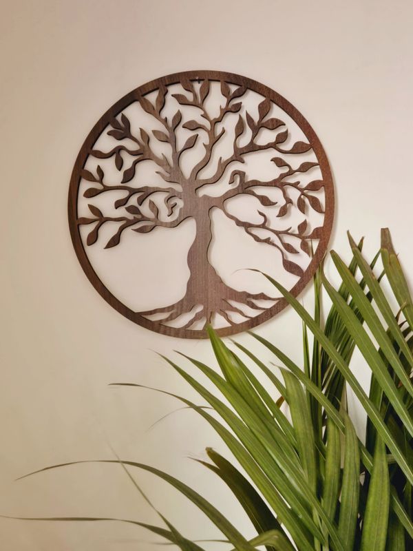 PeaceTree wood cutout with smooth laser-cut finish