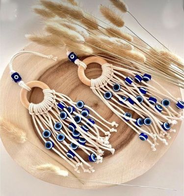 Handmade Macrame Evil Eye Car Mirror Charm for Protection &amp; Style