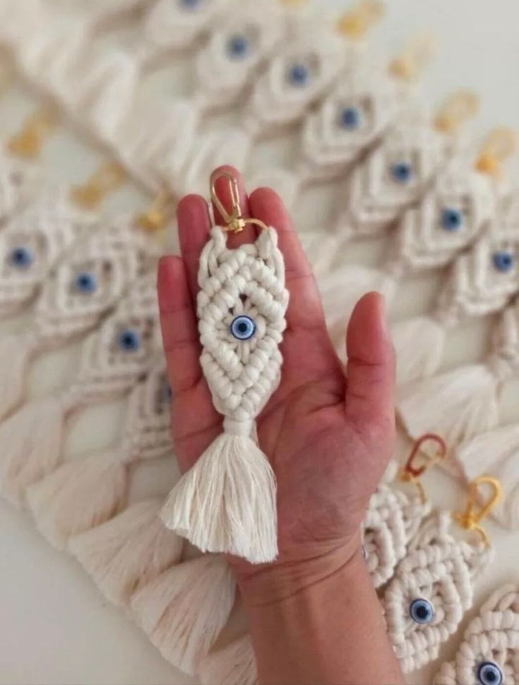Handmade Macrame Evil Eye Keychain for Protection &amp; Style