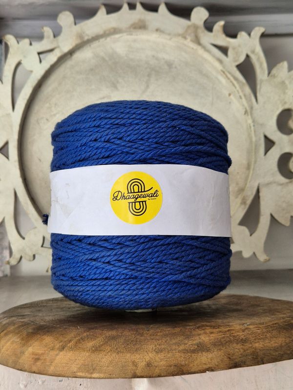 2mm Royal Blue Twisted Macrame Cord for Crafting & DIY Projects