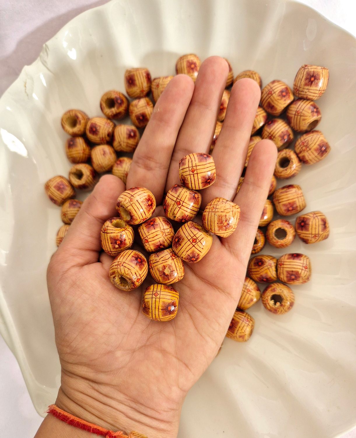 Pack of 10 Wooden Beads – Versatile for Crafting &amp; Decor