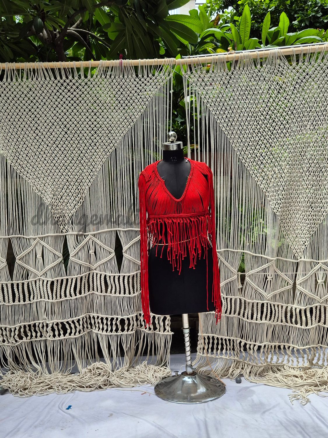 Custom Giant Macrame Window Display – Handmade Boho Room Divider
