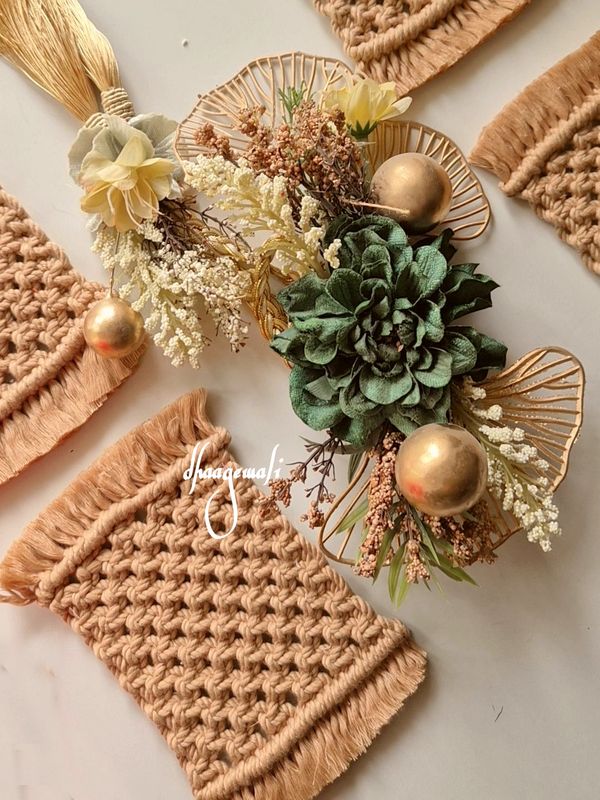 Stylish Boho Rectangle Macrame Coaster for Home Decor