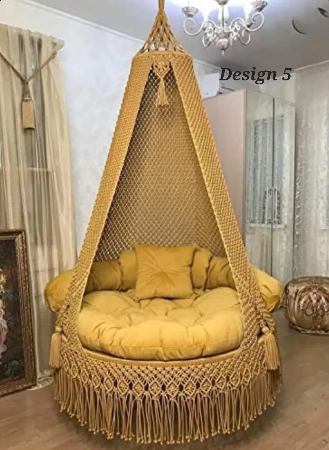 Bohemian Mustard Yellow Macrame Swing
