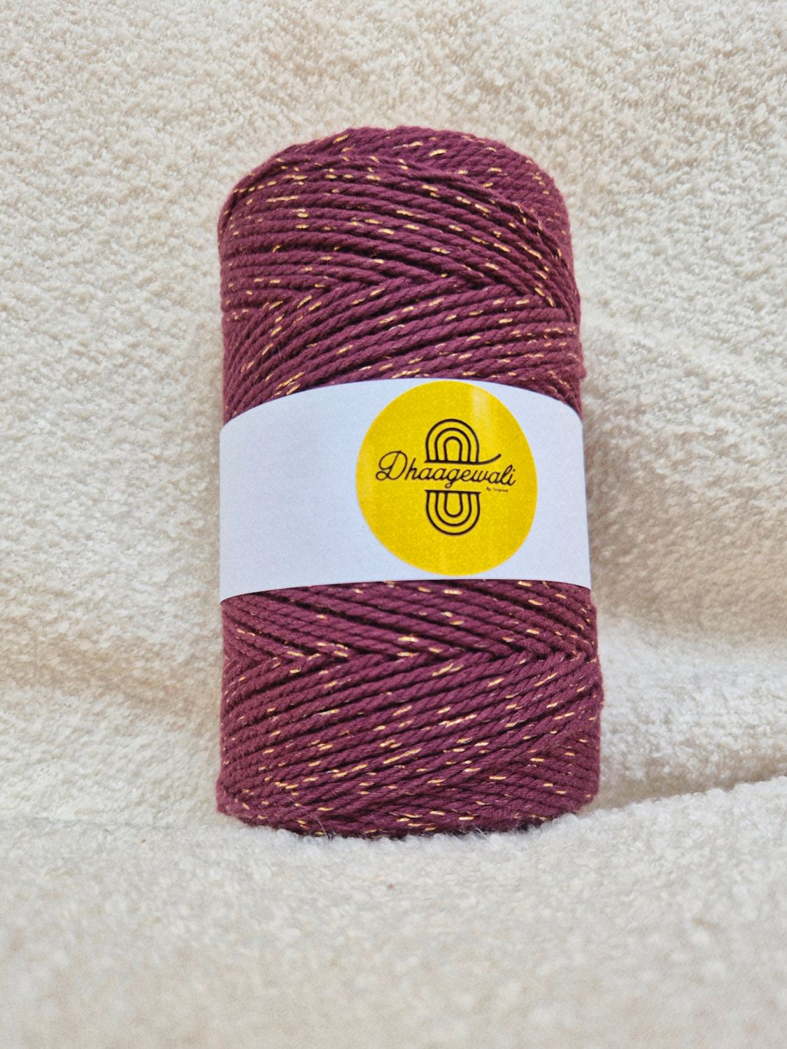 2mm Wine Zari Twisted Macrame Cord