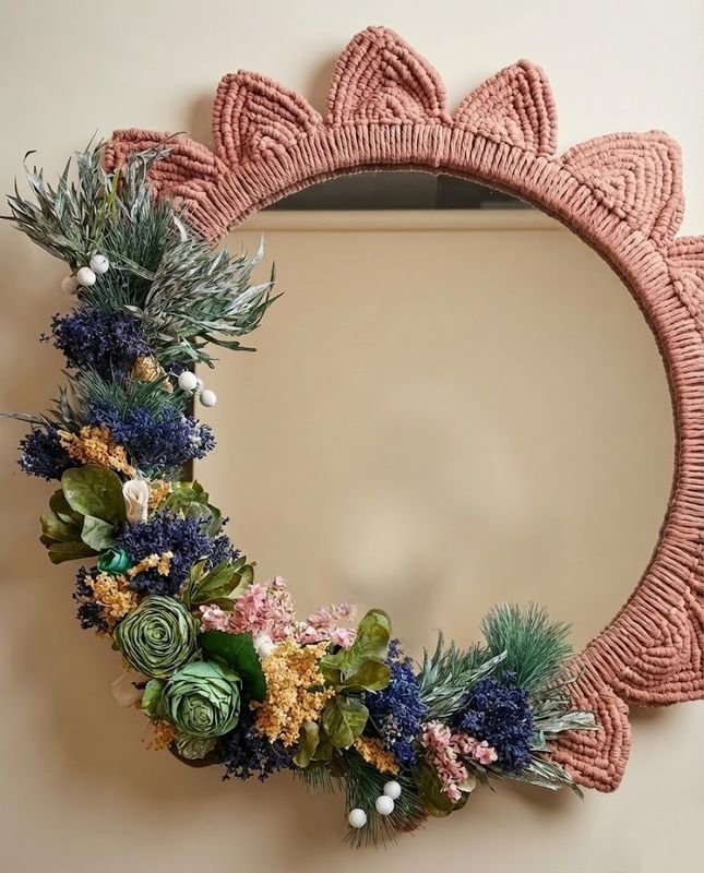 Luxury Handmade Macrame Dry Flower Mirror