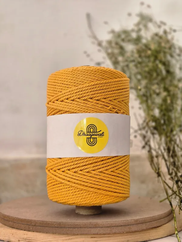 3mm Mustard Yellow Twisted Macrame Cord