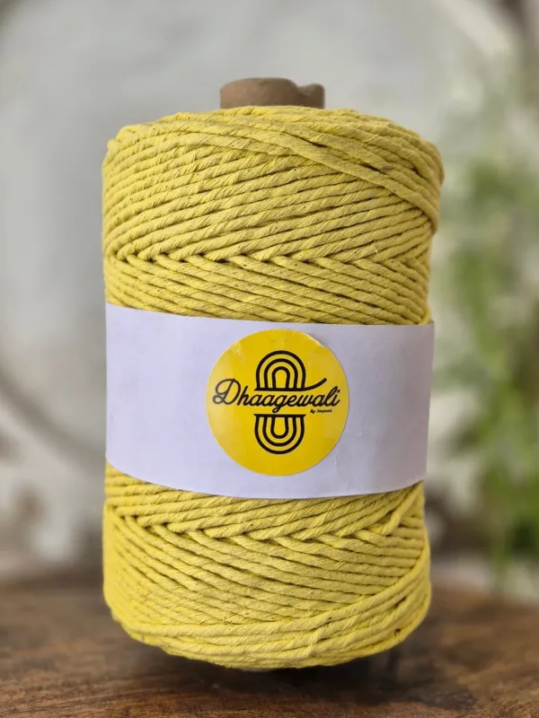 3mm Lemon Yellow Single Ply Macrame Cord