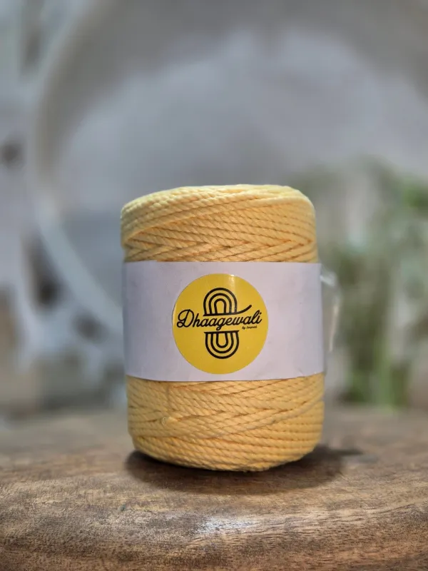 3mm Pale Yellow Twisted Macrame Cord