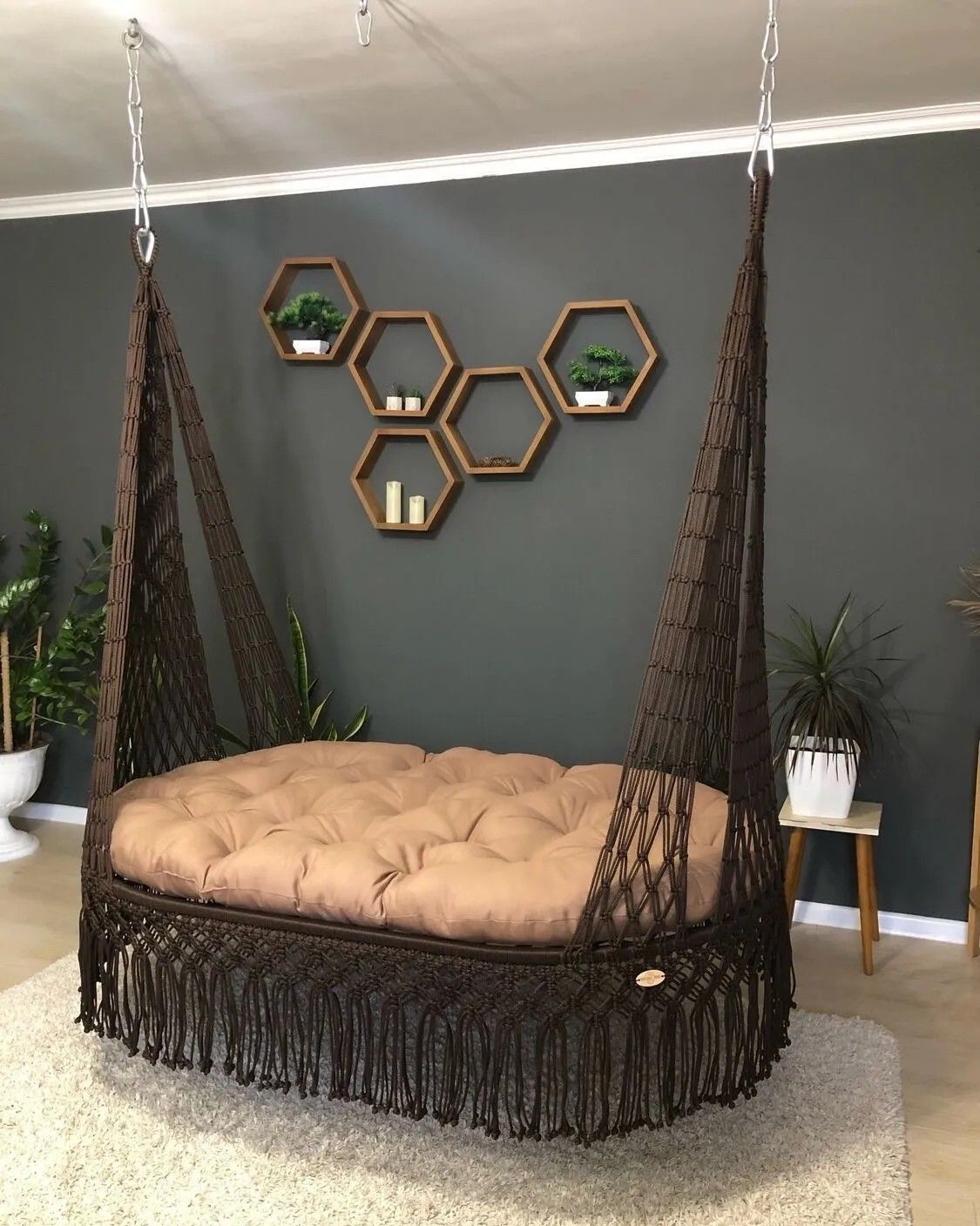 Handmade Macrame Boho Swing Bed