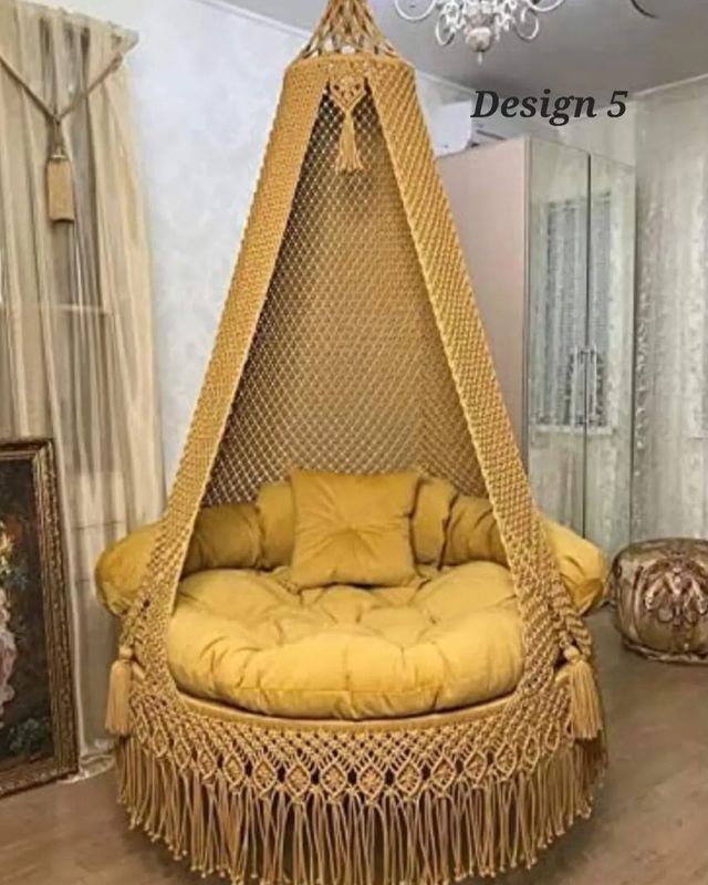 Bohemian Mustard Yellow Macrame Swing