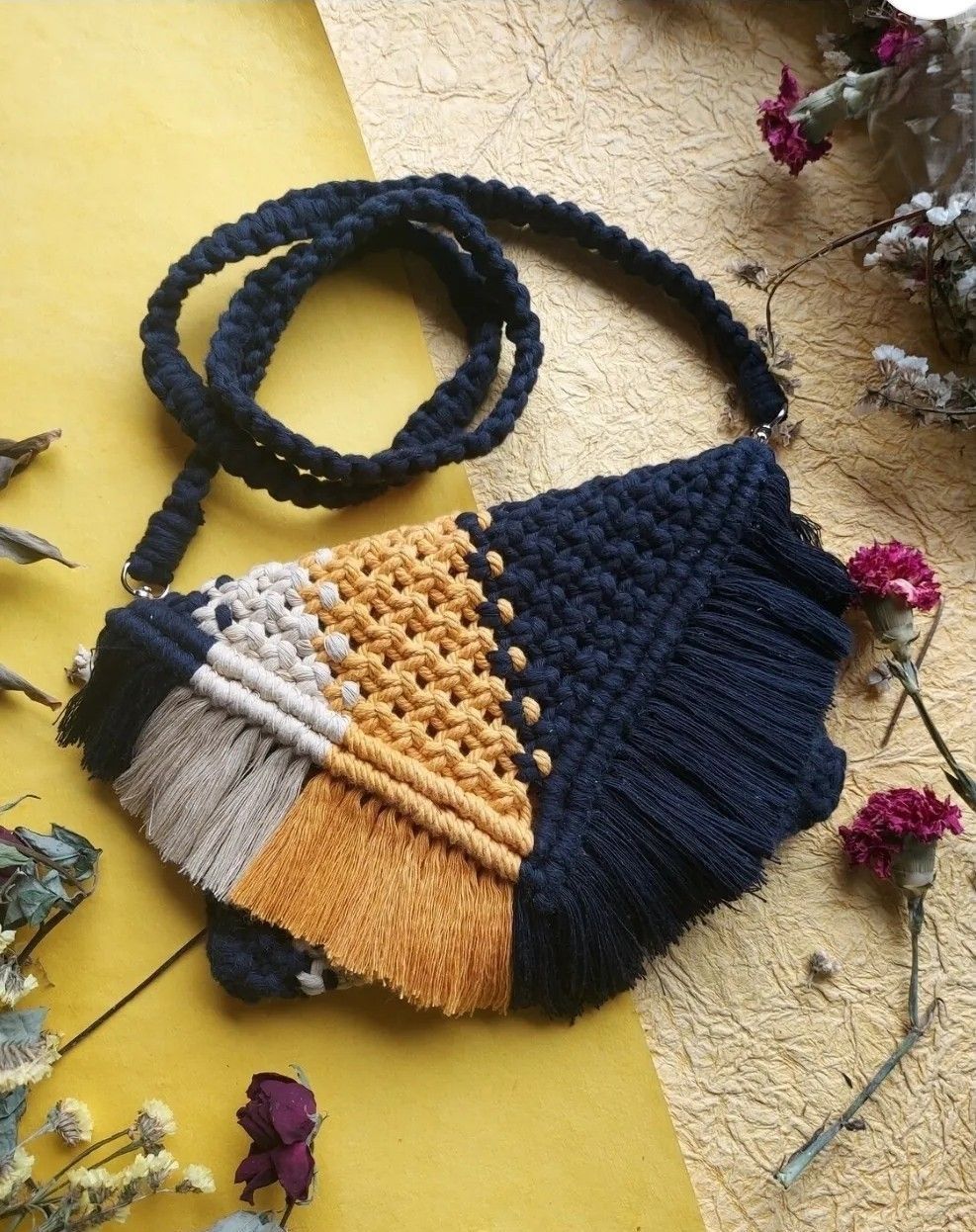 Handmade Macrame Cotton Sling Bag