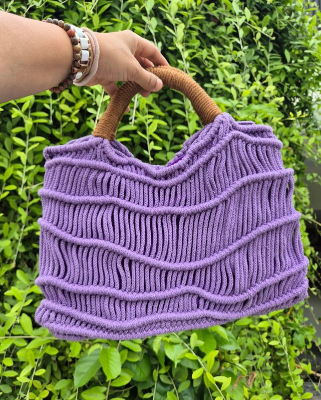 Handmade Macrame Wave Tote Bag
