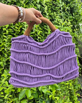 Handmade Macrame Wave Tote Bag