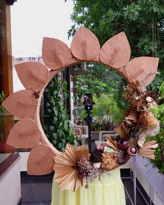 Handmade Macrame Dry Flower Mirror