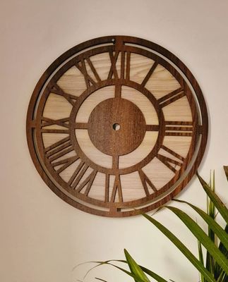 Premium Roman Wooden Wall Clock Cutout