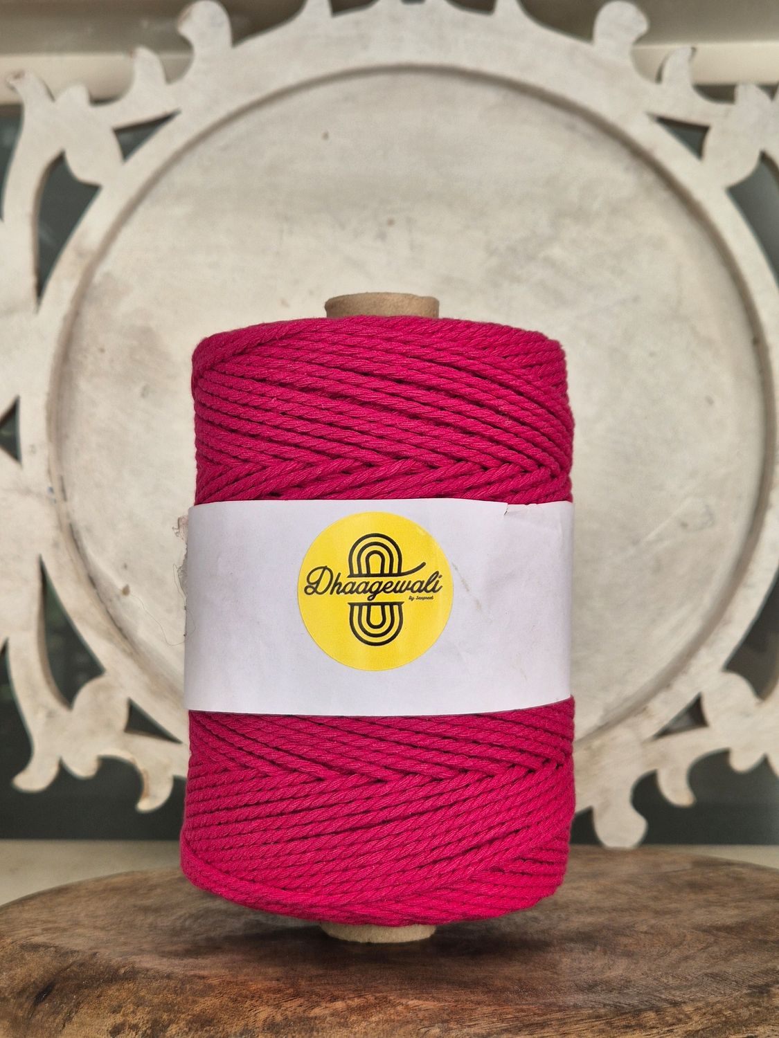 3mm Floroscent Pink Twisted Macrame Cord Strong & Durable 3mm Twisted Macrame Cord in Fluorescent Pink – Ideal for Knotting & Weaving