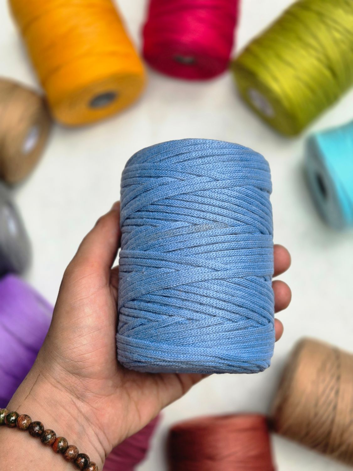 2mm Baby Blue Polyster Yarn 2mm Baby Blue Polyster Yarn
