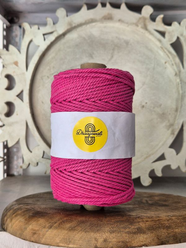Premium 3mm Flamingo Pink Twisted Macrame Cord – Soft & Durable