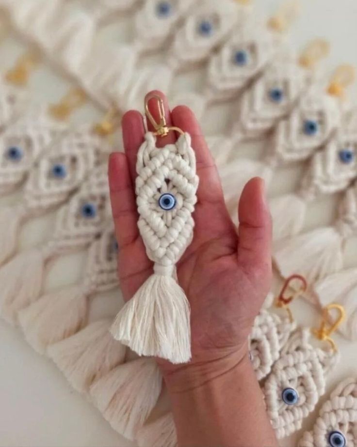 Macrame Evil Eye Keychain