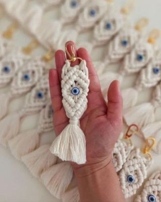 Macrame Evil Eye Keychain
