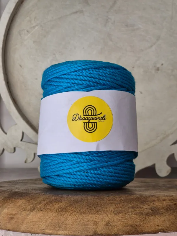 2mm Pool Blue Twisted Macrame Cord