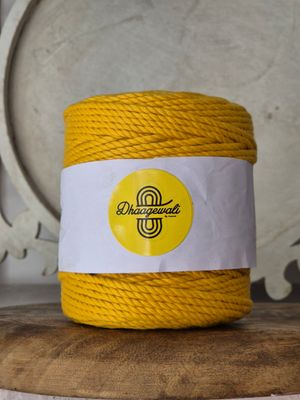 Soft 2mm mustard yellow twisted macrame cord for crafts