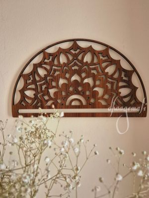 Half wood cutout semicircle mandala design for wall decor