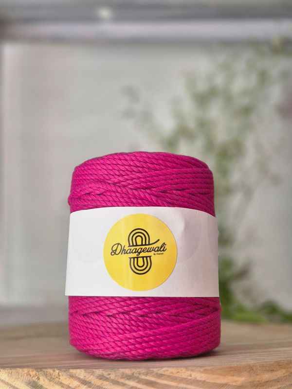 Strong and durable 2mm twisted macrame cord in flamingo pink