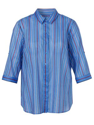 Bluse Hemdkragen 3/4 Arm Druck Streifen 2513961