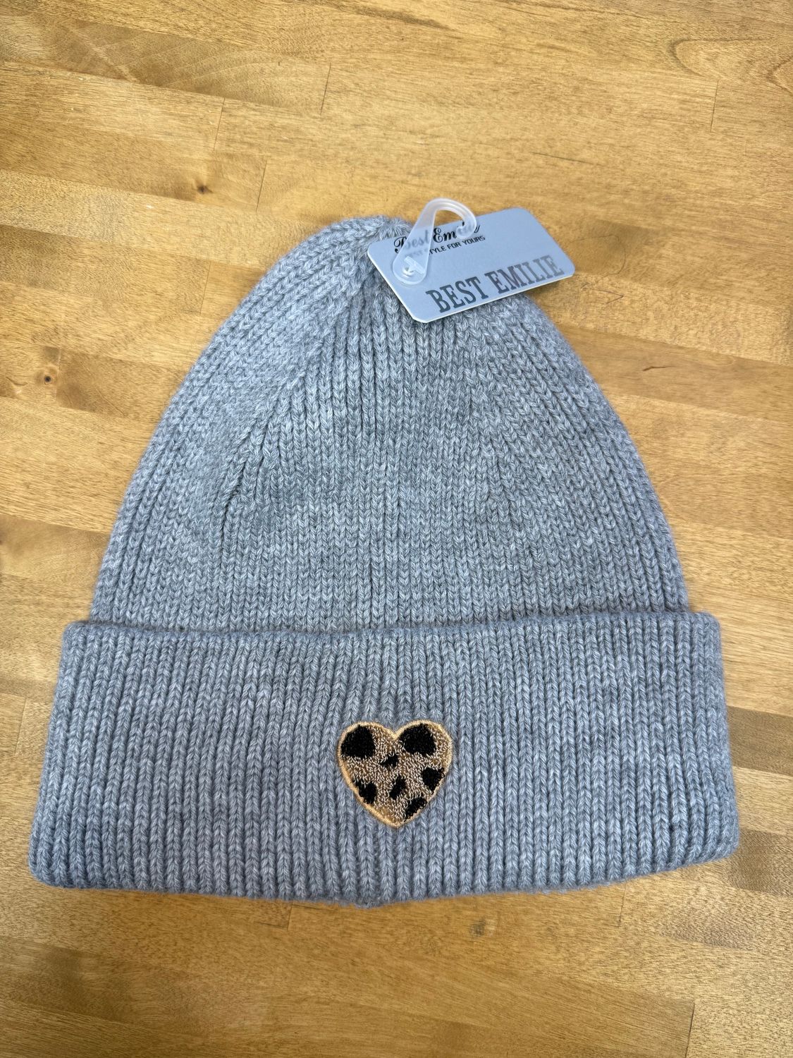 Mütze Herz Grau