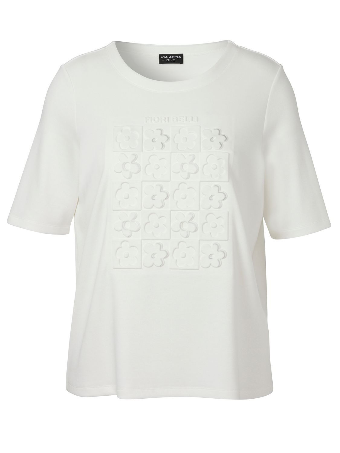 T-Shirt Rundhals Blume Ecru