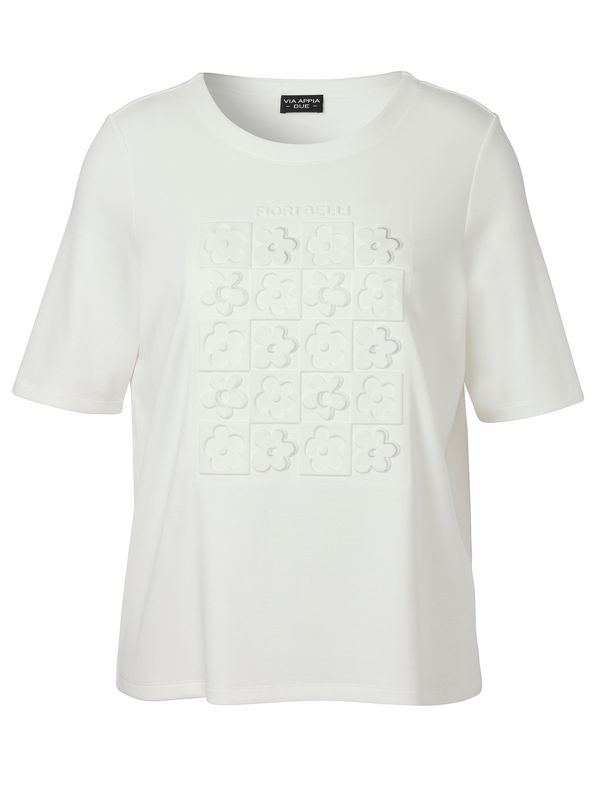 T-Shirt Rundhals Blume Ecru