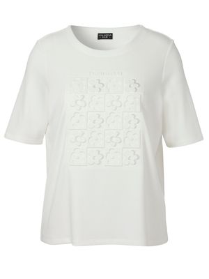 T-Shirt Rundhals Blume Ecru