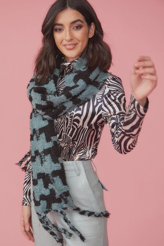 Teal Blue and black Scarf